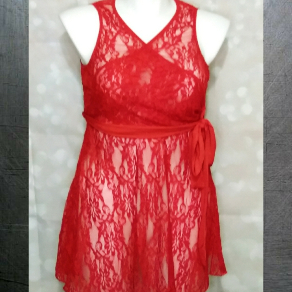 Queen Size Sexy Floral Lace Chemise Set - Picture 6 of 7